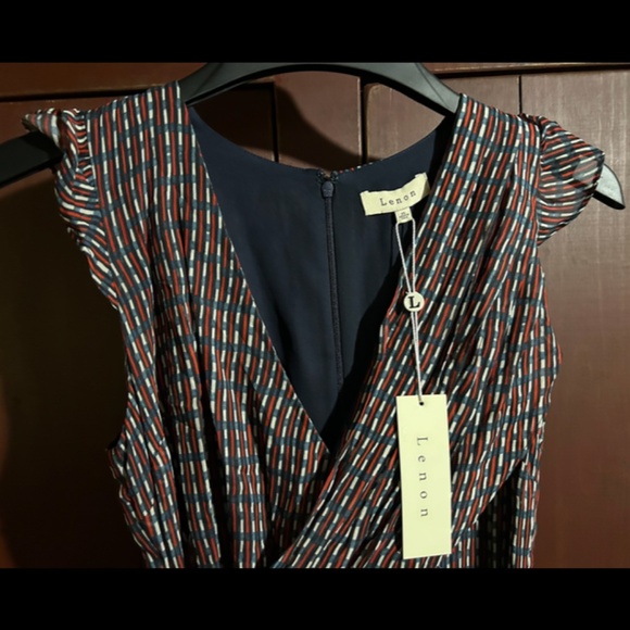 Lenon x Anthropologie Matilda Plaid/Checkered Faux Wrap Ciffon Dress Size XS - Picture 6 of 16